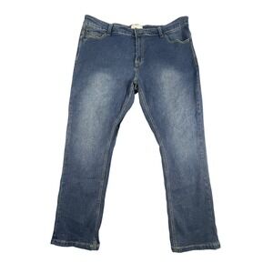 Smith & Mills Jeans Mens 42x30 Blue Straight Leg Stretch Denim‎ Faded Casual